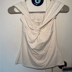 Aritzia contour twist off shoulder top MATTE PEARL. Never worn